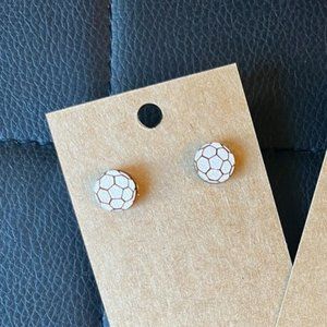 NEW wood soccer stud earrings